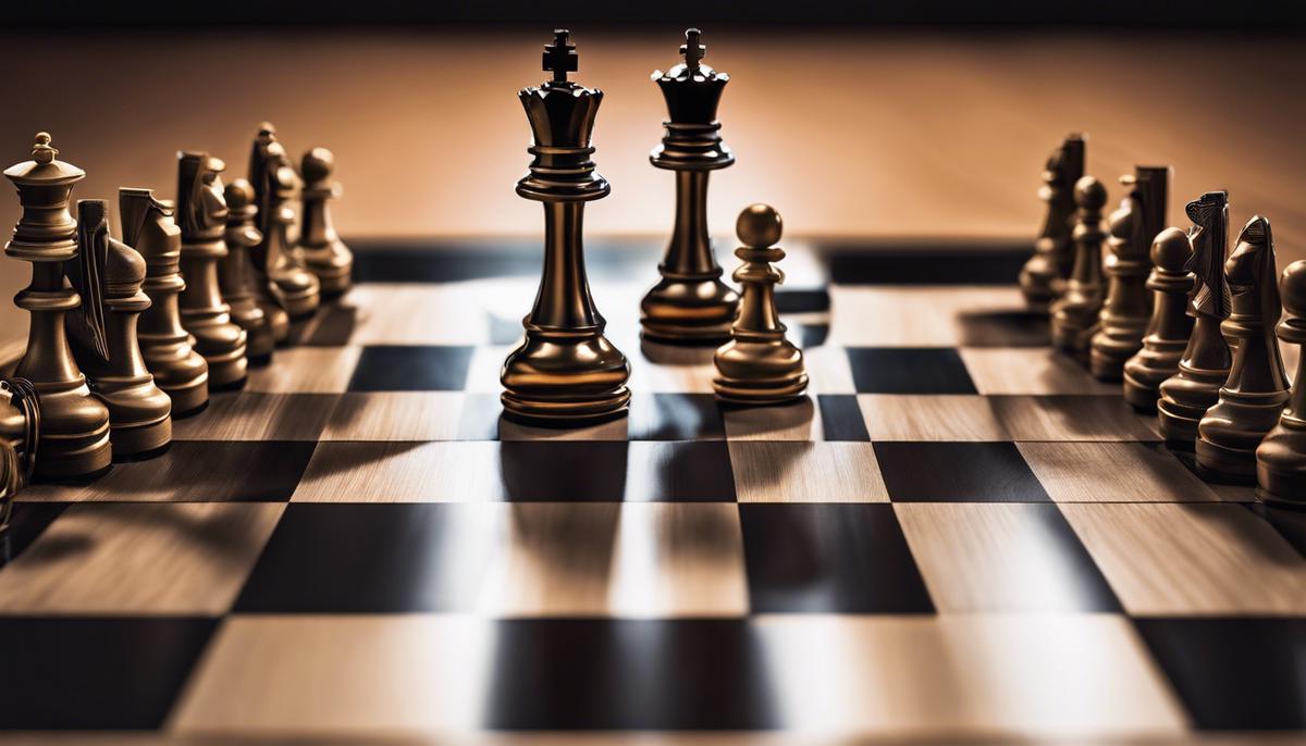 A chessboard with chess pieces strategically placed on it, representing the importance of SEO in digital strategy.